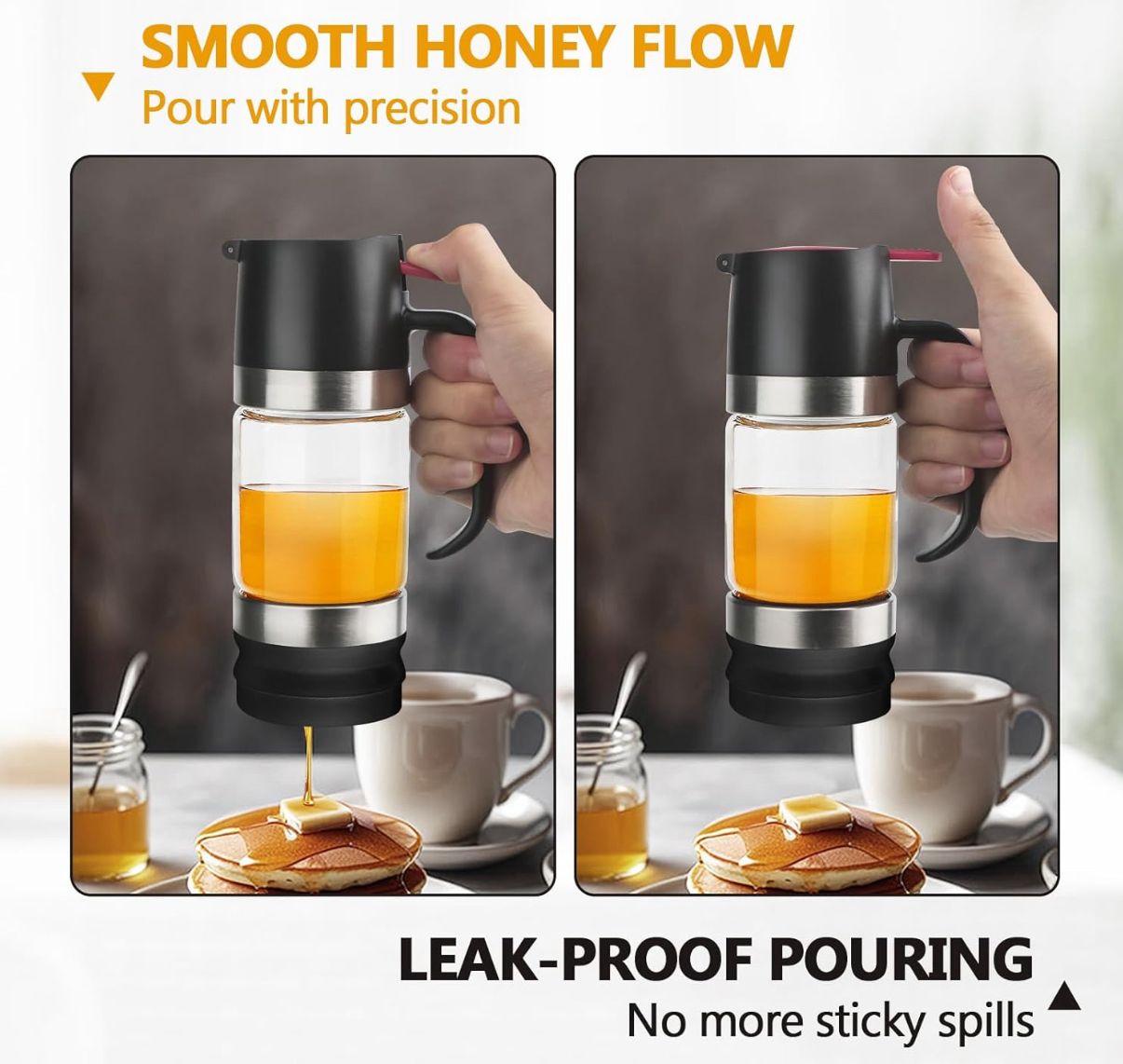 Glass Honey Dispenser,10 OZ Honey Pot